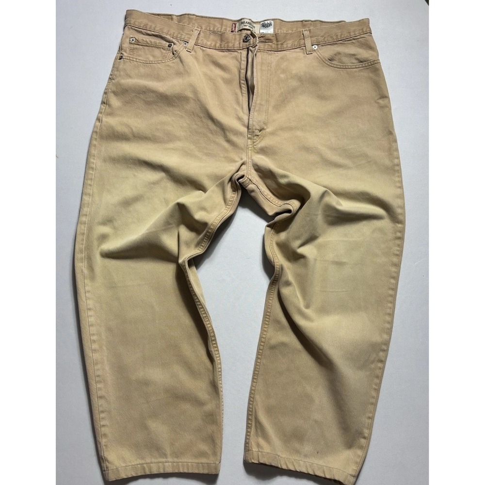 Levi's 550 44 X 30 Mens RELAXED Straight Denim Jeans Beige Tan Khaki Chino